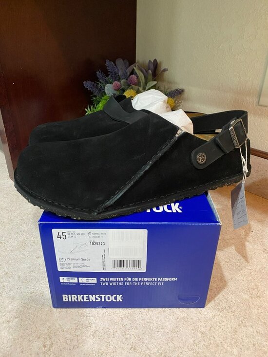 Birkenstock Lutry Premium Suede Black Mules Size 12 Men’s Adjustable Strap Comfo main image 6